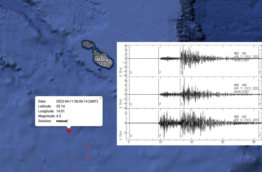  Terremot b’qawwa ta’ 4.5 f’Malta